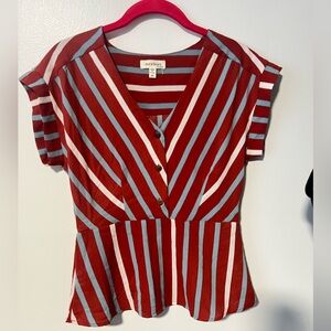Monteau women’s blouse Striped Peplum Top